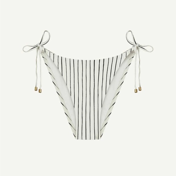 Vitamin A Upcycled Scoop Bralette Top + Tie Side Cheeky Bottom - Bolero Stripe - Picture 5 of 7